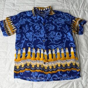 Vintage Mens Corona Extra Hawaiian Button Up Shirt Size L